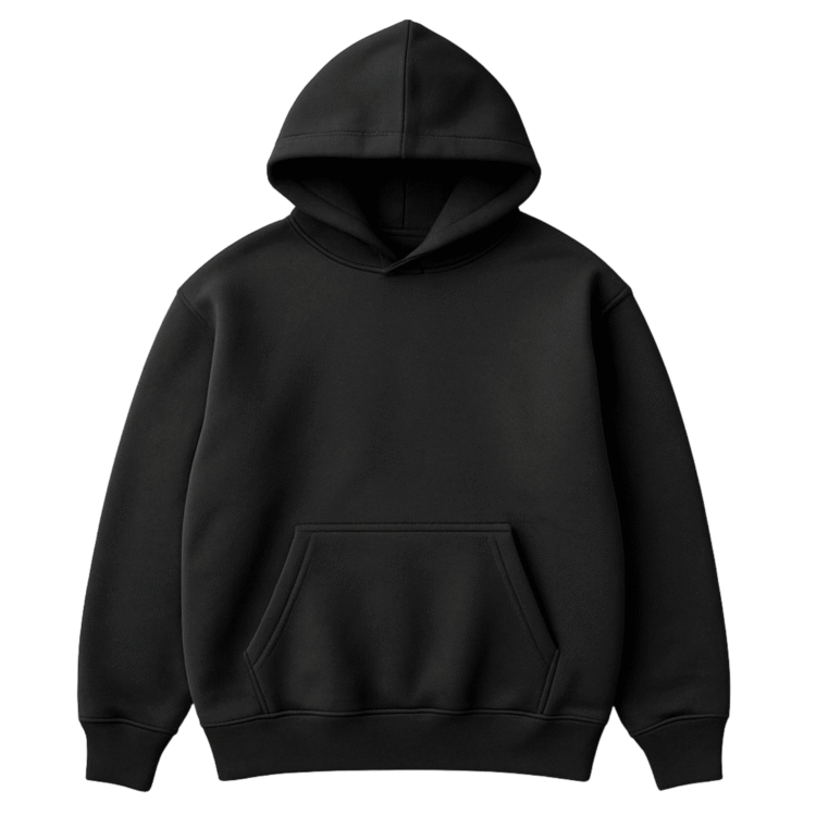 Black Solid Blank Drop Hoodie