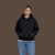Black Solid Blank Drop Hoodie