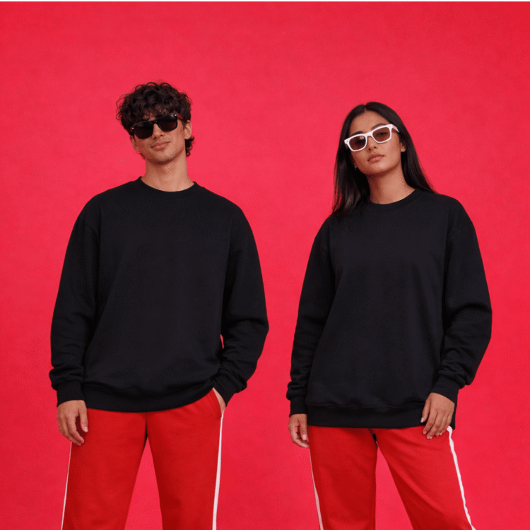 Black Solid Blank Sweatshirt